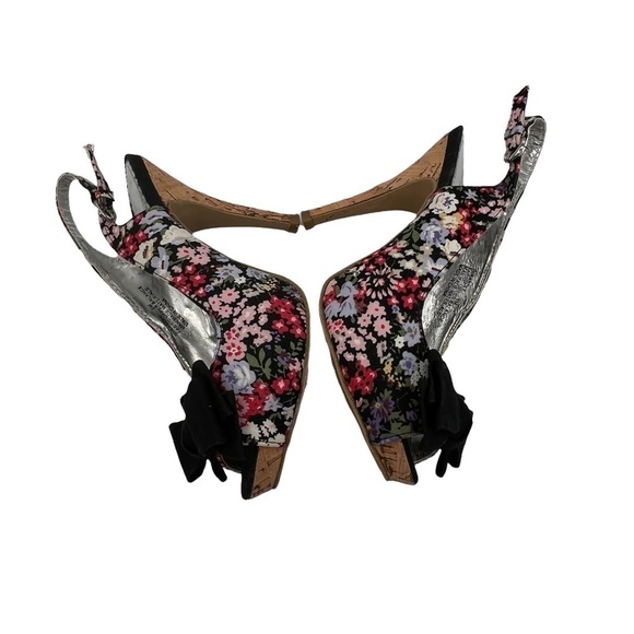 Rampage Black Girasole Floral Bow Ankle Strap Cork Heel Sandals Size 6 Women's - Picture 7 of 9